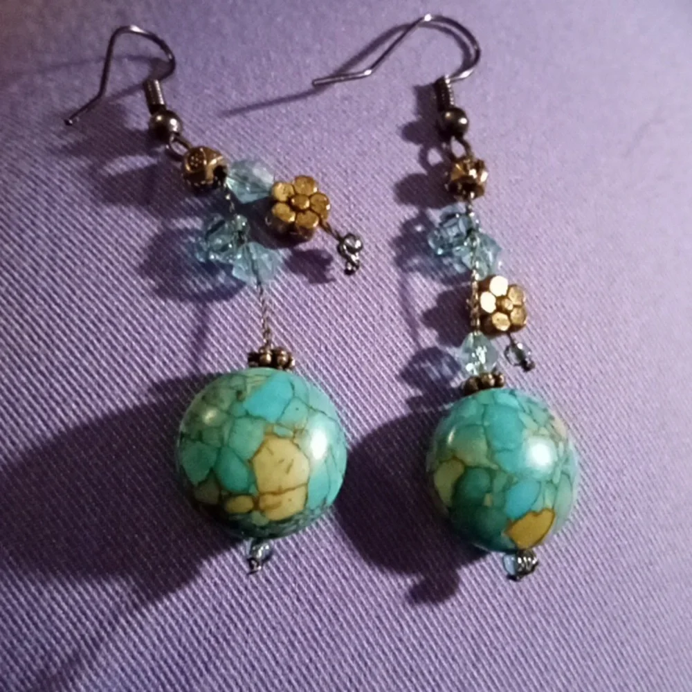 Vintage handmade turquoise earrings - Picture 4 of 4